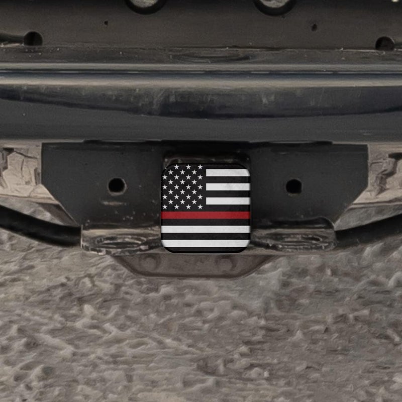 Swono American Flag Square Receiver Hitch Covers Vintage Thin Red Line USA Flag Heavy-Duty Trailer Hitch Tube Cover Plug Cap for Pickups SUVs Cars, 2 Inch Receivers Diameter - Image 5